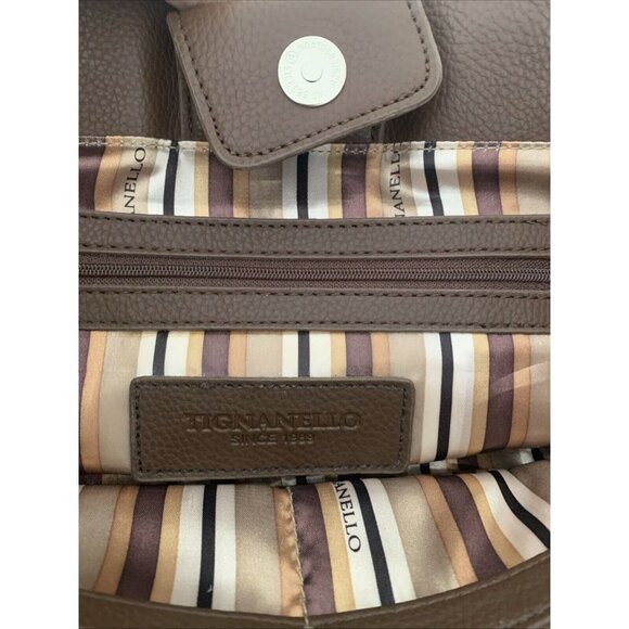 TIGNANELLO Brown Genuine Leather Double Handle Medium Size Bag Purse Lined EUC - Picture 8 of 14